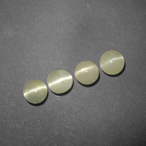 2.05 ct Green Chrysoberyl Cat's Eye Gemstone, Chrysoberyl Cat's Eye Gem in Round Cabochon Shape for Sale.