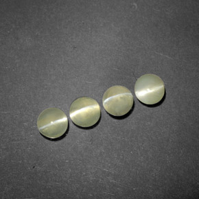 1.59 ctw Green Chrysoberyl Cat's Eye Gemstones, Chrysoberyl Cat's Eye Gems in Round Cabochon Shape for Sale.