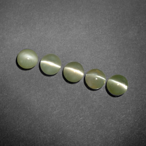 2.03 ct Green Chrysoberyl Cat's Eye Gemstone, Chrysoberyl Cat's Eye Gem in Round Cabochon Shape for Sale.