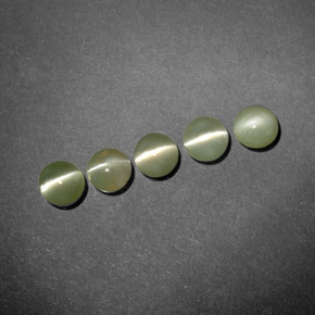 2.03 ct Green Chrysoberyl Cat's Eye Stone, Natural Chrysoberyl Cat's Eye in Round Cabochon Shape for Sale
