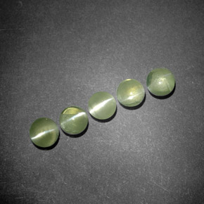 1.62 ct Green Chrysoberyl Cat's Eye Stone, Natural Chrysoberyl Cat's Eye in Round Cabochon Shape for Sale
