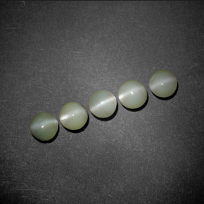 1.72 ctw Green Chrysoberyl Cat's Eye Gemstones, Chrysoberyl Cat's Eye Gems in Round Cabochon Shape for Sale.