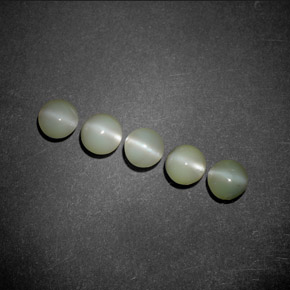 1.72 ctw Green Chrysoberyl Cat's Eye Stones, Natural Chrysoberyl Cat's Eye in Round Cabochon Shape for Sale
