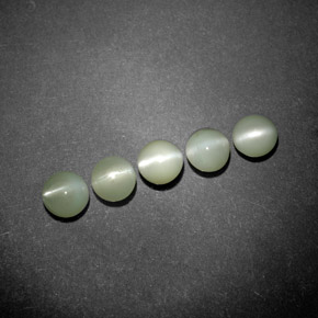 2.17 ct Green Chrysoberyl Cat's Eye Stone, Natural Chrysoberyl Cat's Eye in Round Cabochon Shape for Sale