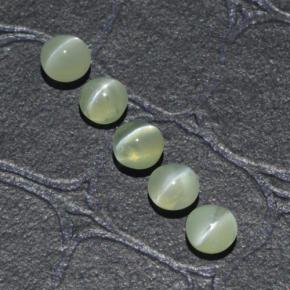 2.23 ctw Green Chrysoberyl Cat's Eye Stones, Natural Chrysoberyl Cat's Eye in Round Cabochon Shape for Sale