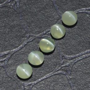 Chrysoberyl Cat's Eye Gemstones in 3.9 mm Size for Sale, Chrysoberyl Cat's Eye Stones in Golden Green Color