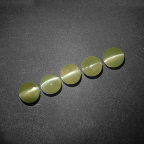 2.11 ct Green Chrysoberyl Cat's Eye Stone, Natural Chrysoberyl Cat's Eye in Round Cabochon Shape for Sale