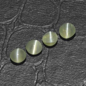 1.48 ctw Green Chrysoberyl Cat's Eye Stones, Natural Chrysoberyl Cat's Eye in Round Cabochon Shape for Sale