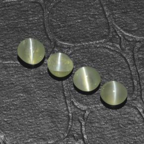 Chrysoberyl Cat's Eye Gemstones in 3.9 mm Size for Sale, Chrysoberyl Cat's Eye Stones in Golden Green Color