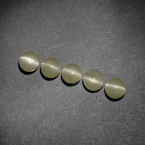 1.97 ctw Green Chrysoberyl Cat's Eye Stones, Natural Chrysoberyl Cat's Eye in Round Cabochon Shape for Sale