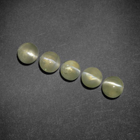 2.24 ctw Green Chrysoberyl Cat's Eye Stones, Natural Chrysoberyl Cat's Eye in Round Cabochon Shape for Sale