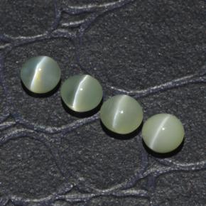 1.65 ctw Green Chrysoberyl Cat's Eye Gemstones, Chrysoberyl Cat's Eye Gems in Round Cabochon Shape for Sale.