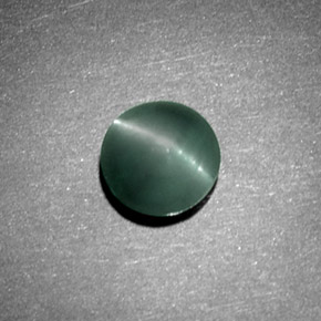 1.08 ct Green Chrysoberyl Cat's Eye Gemstone, Chrysoberyl Cat's Eye Gem in Round Cabochon Shape for Sale.