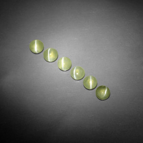 2.06 ct Green Chrysoberyl Cat's Eye Stone, Natural Chrysoberyl Cat's Eye in Round Cabochon Shape for Sale