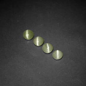 1.39 ct Green Chrysoberyl Cat's Eye Gemstone, Chrysoberyl Cat's Eye Gem in Round Cabochon Shape for Sale.
