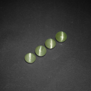 1.39 ct Green Chrysoberyl Cat's Eye Stone, Natural Chrysoberyl Cat's Eye in Round Cabochon Shape for Sale