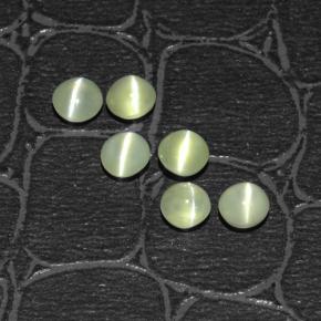 2.58 ctw Green Chrysoberyl Cat's Eye Gemstones, Chrysoberyl Cat's Eye Gems in Round Cabochon Shape for Sale.