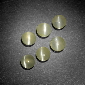 1.57 ct Green Chrysoberyl Cat's Eye Stone, Natural Chrysoberyl Cat's Eye in Round Cabochon Shape for Sale