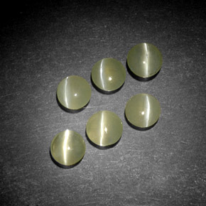 1.23 ct Green Chrysoberyl Cat's Eye Stone, Natural Chrysoberyl Cat's Eye in Round Cabochon Shape for Sale