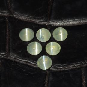 2.00 ctw Green Chrysoberyl Cat's Eye Gemstones, Chrysoberyl Cat's Eye Gems in Round Cabochon Shape for Sale.