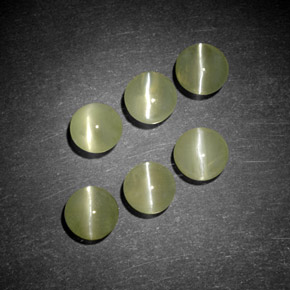2.12 ct Green Chrysoberyl Cat's Eye Stone, Natural Chrysoberyl Cat's Eye in Round Cabochon Shape for Sale