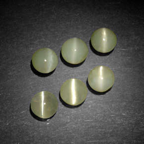 2.45 ct Green Chrysoberyl Cat's Eye Stone, Natural Chrysoberyl Cat's Eye in Round Cabochon Shape for Sale