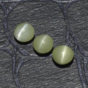 1.15 ctw Green Chrysoberyl Cat's Eye Gemstones, Chrysoberyl Cat's Eye Gems in Round Cabochon Shape for Sale.