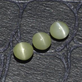 1.15 ctw Green Chrysoberyl Cat's Eye Stones, Natural Chrysoberyl Cat's Eye in Round Cabochon Shape for Sale