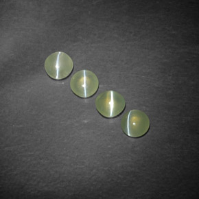 1.11 ct Green Chrysoberyl Cat's Eye Gemstone, Chrysoberyl Cat's Eye Gem in Round Cabochon Shape for Sale.