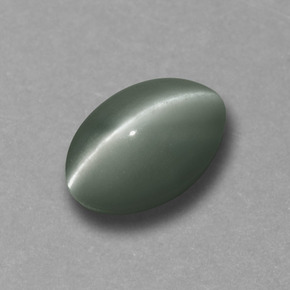0.73 ct Green Chrysoberyl Cat's Eye Gemstone, Chrysoberyl Cat's Eye Gem in Oval Cabochon Shape for Sale.