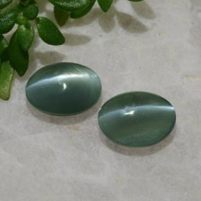 Chrysoberyl Cat's Eye Gemstones in 5.7 x 4.4 mm Size for Sale, Chrysoberyl Cat's Eye Stones in Green Color