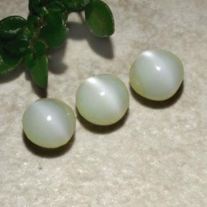 1.31 ctw Green Chrysoberyl Cat's Eye Stones, Natural Chrysoberyl Cat's Eye in Round Cabochon Shape for Sale