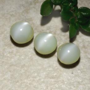 Chrysoberyl Cat's Eye Gemstones in 4 mm Size for Sale, Chrysoberyl Cat's Eye Stones in Green Color