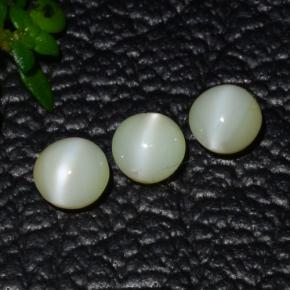 1.31 ctw Green Chrysoberyl Cat's Eye Stones, Natural Chrysoberyl Cat's Eye in Round Cabochon Shape for Sale