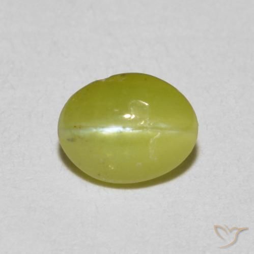 0.51 ct Yellow Chrysoberyl Cat's Eye Stone, Natural Chrysoberyl Cat's Eye in Oval Cabochon Shape for Sale