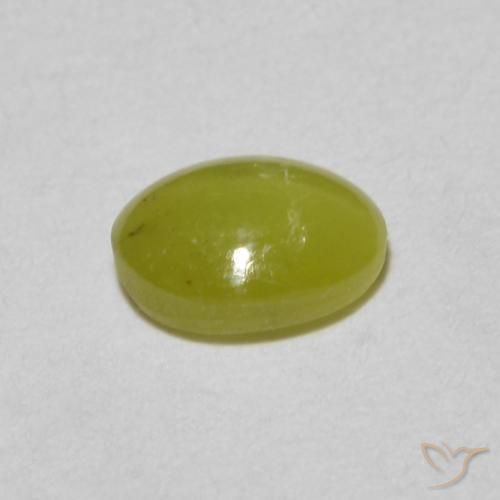Chrysoberyl Cat's Eye Gemstone in 5.2 x 4.1 mm Size for Sale, Chrysoberyl Cat's Eye Stone in Medium Yellow Color