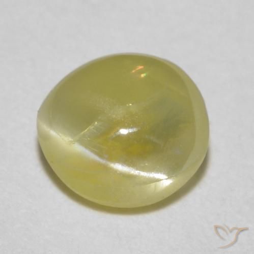 0.52 ct Yellow Chrysoberyl Cat's Eye Stone, Natural Chrysoberyl Cat's Eye in Oval Cabochon Shape for Sale