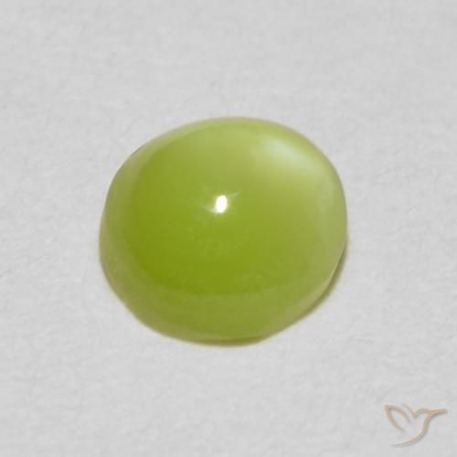 Chrysoberyl Cat's Eye Gemstone in 4.1 x 3.8 mm Size for Sale, Chrysoberyl Cat's Eye Stone in Lemon Yellow Color