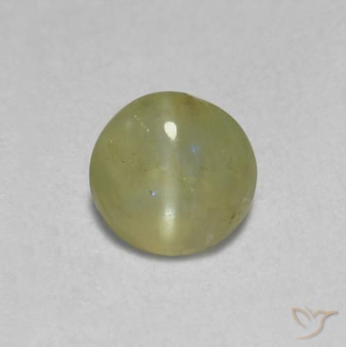 0.46 ct Yellow Chrysoberyl Cat's Eye Stone, Natural Chrysoberyl Cat's Eye in Oval Cabochon Shape for Sale
