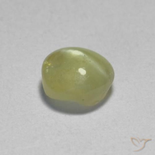Chrysoberyl Cat's Eye Gemstone in 4.4 x 4.2 mm Size for Sale, Chrysoberyl Cat's Eye Stone in Pale Cream Yellow Color