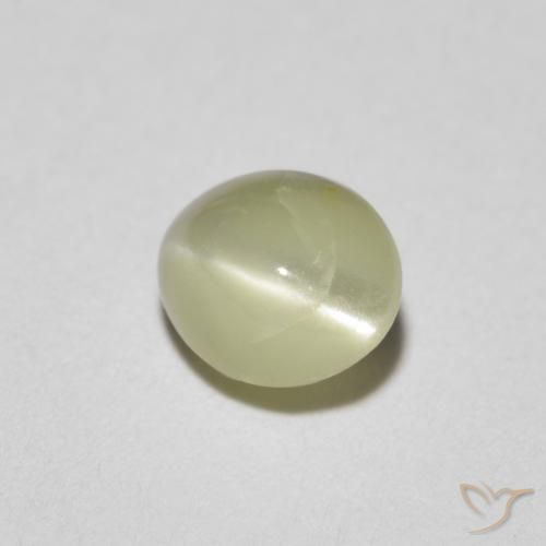 0.81 ct Yellow Chrysoberyl Cat's Eye Stone, Natural Chrysoberyl Cat's Eye in Oval Cabochon Shape for Sale