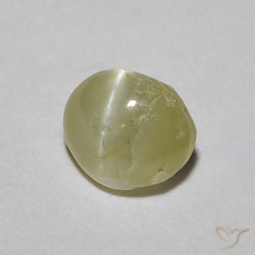 0.60 ct Yellow Chrysoberyl Cat's Eye Stone, Natural Chrysoberyl Cat's Eye in Oval Cabochon Shape for Sale