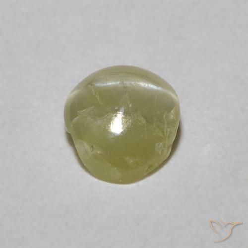 Chrysoberyl Cat's Eye Gemstone in 5.1 x 4.4 mm Size for Sale, Chrysoberyl Cat's Eye Stone in Yellowish Green Color