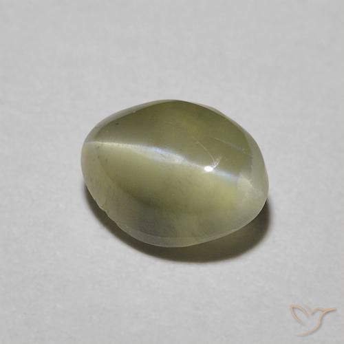 1.05 ct Yellow Chrysoberyl Cat's Eye Stone, Natural Chrysoberyl Cat's Eye in Oval Cabochon Shape for Sale