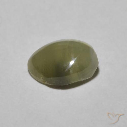 Chrysoberyl Cat's Eye Gemstone in 6.5 x 5 mm Size for Sale, Chrysoberyl Cat's Eye Stone in Gold Color