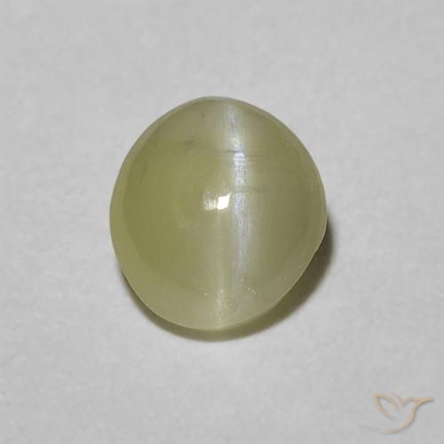 0.45 ct Yellow Chrysoberyl Cat's Eye Stone, Natural Chrysoberyl Cat's Eye in Oval Cabochon Shape for Sale