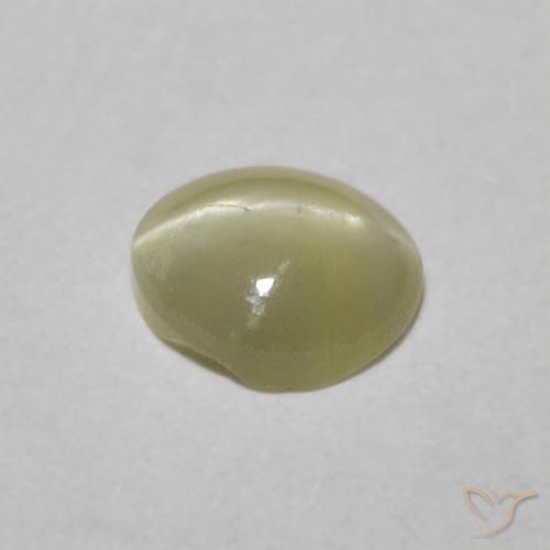 Chrysoberyl Cat's Eye Gemstone in 5 x 4.5 mm Size for Sale, Chrysoberyl Cat's Eye Stone in Medium Yellow Color