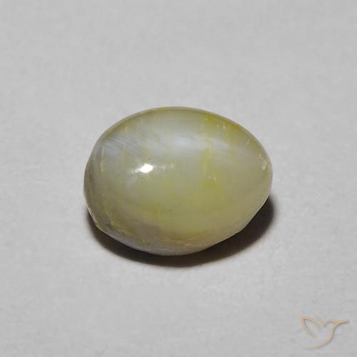 1.39 ct Yellow Chrysoberyl Cat's Eye Stone, Natural Chrysoberyl Cat's Eye in Oval Cabochon Shape for Sale