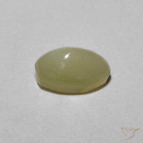 Chrysoberyl Cat's Eye Gemstone in 6 x 4 mm (calibrated) Size for Sale, Chrysoberyl Cat's Eye Stone in Pale Cream Yellow Color