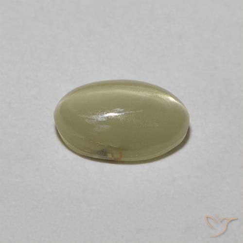 Chrysoberyl Cat's Eye Gemstone in 6.6 x 4.4 mm Size for Sale, Chrysoberyl Cat's Eye Stone in Pale Cream Yellow Color